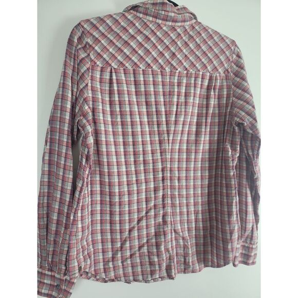 Pendelton Button Front Shirt L Womens Red White Grey 100% Cotton Pocket - Picture 9 of 9